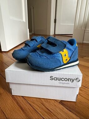 Saucony Kids Blue & Yellow Hook-and-Loop Sneakers
